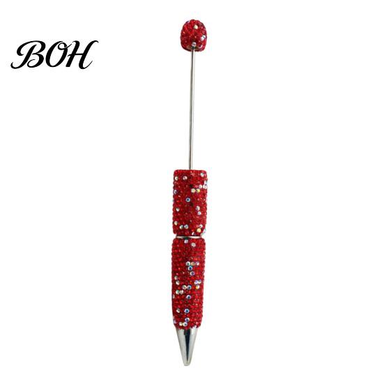 Crystal Diamond Gel Pen Beadable Pens, Bling Rhinestone Beaded DIY Bead Pen, Shaft Set Black Ink Ballpoint Pens for Decorations Office School Supplies