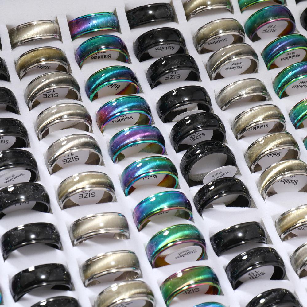 Men's Stainless Steel Sand Cat's Eye Titanium Ring - Creative Color Plated Design