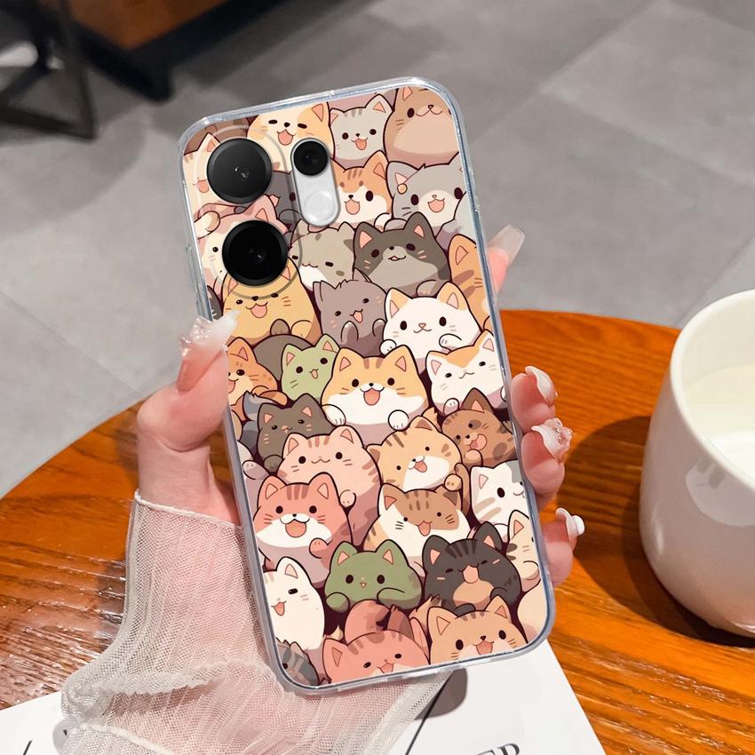 Casing For Vivo V60 V40 Lite V30e Y38 Y39 Y78 X200 Ulta X200s Case Cute Rabbit Panda Dog Back Covers TPU Silicone Soft Clear Phone Bags For Vivo Shell