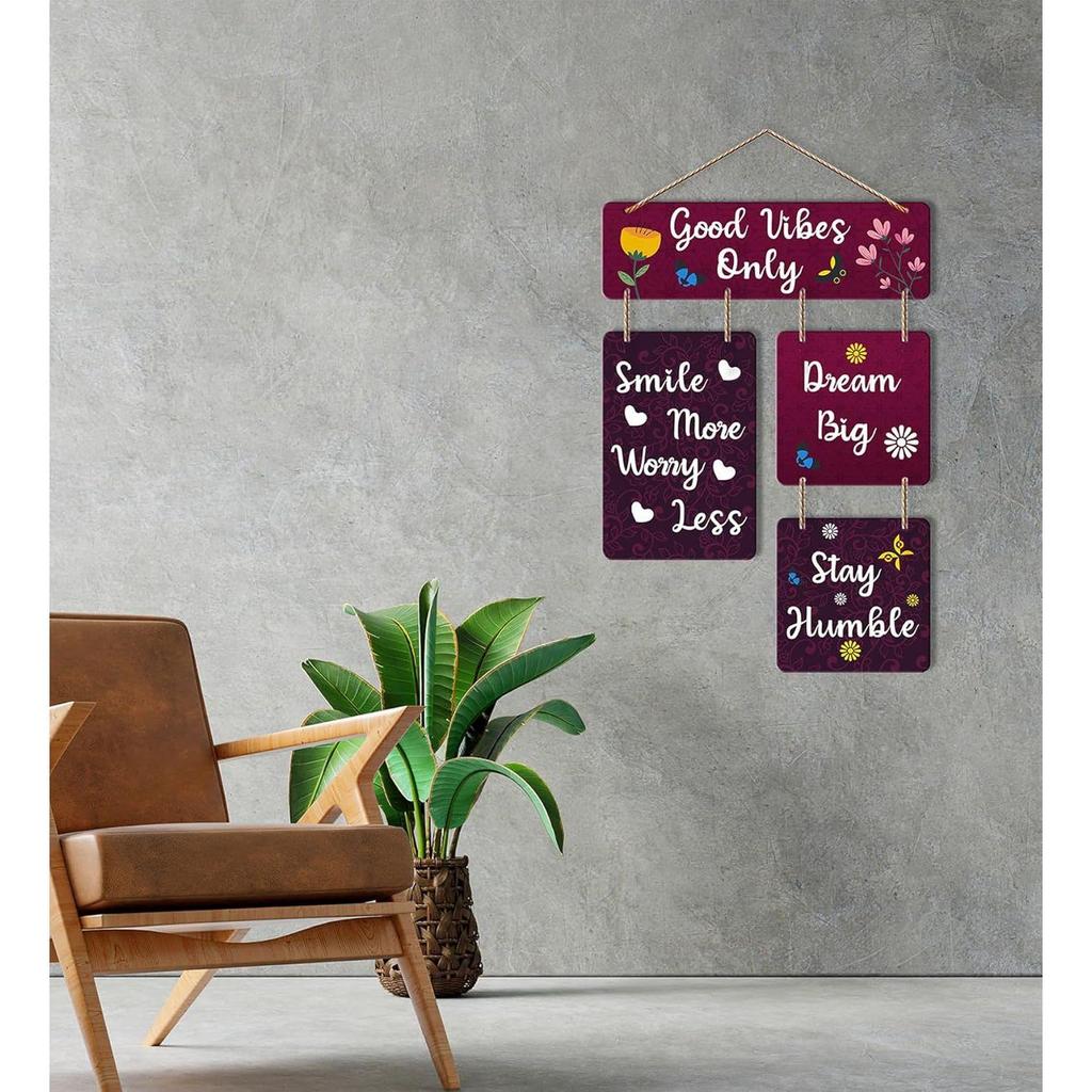 Decorative Wall Art Mdf Wooden Hanger For Living Room | Good Vibes Only | Bedroom | Home Decor | Office | Gift  | Wall Hanging For House Decoration