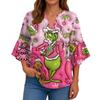 3/4 Sleeve Shirts For Women Cute Print Graphic Tees Blouses Casual Plus Size Basic Ruffled Sleeve Tops Pullover