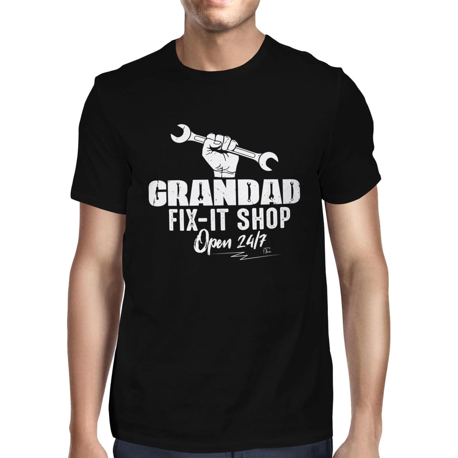 1Tee Mens Grandad Fix It Shop, Open 24/7 T-Shirt XL