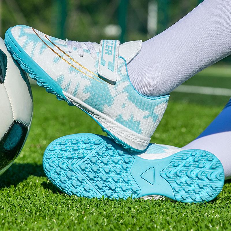 

Футбольные бутсы с шипами для мужчин и женщин, низкие, противоударные, с шипами, на липучке, без шнурков, тренировочные бутсы для травы 30