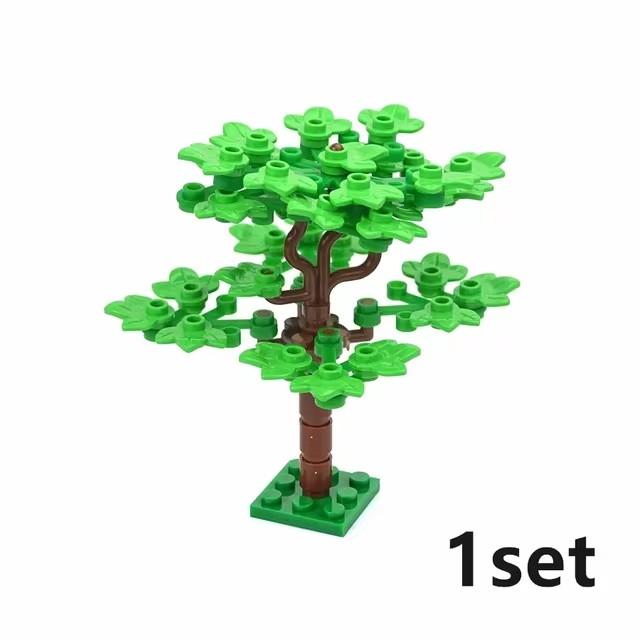 MOC Plants Accessories Bricks 3471 2435 6064 3778 City House Trees Pine Prickly Bush Green Grass Military Building Toys