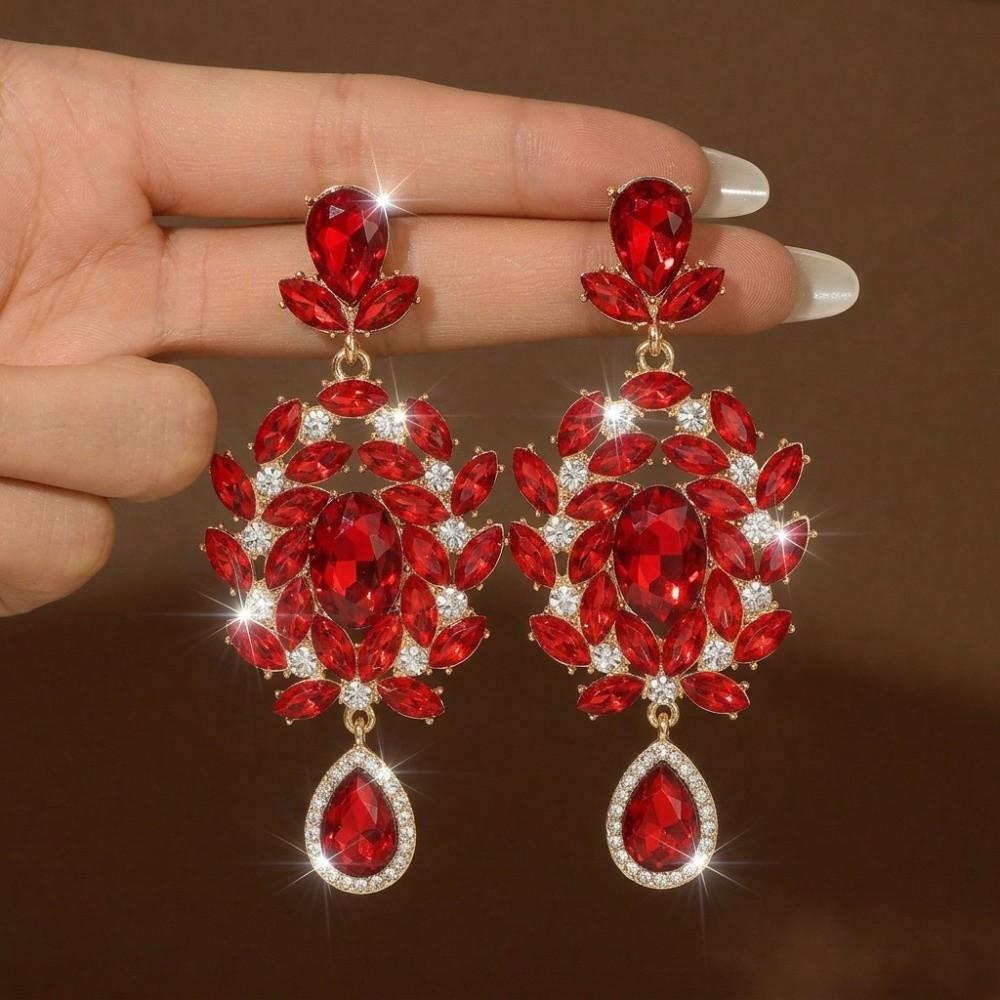 Jewelry Micro Inlaid Crystal Earrings Earrings High-end Design Earrings Women красный