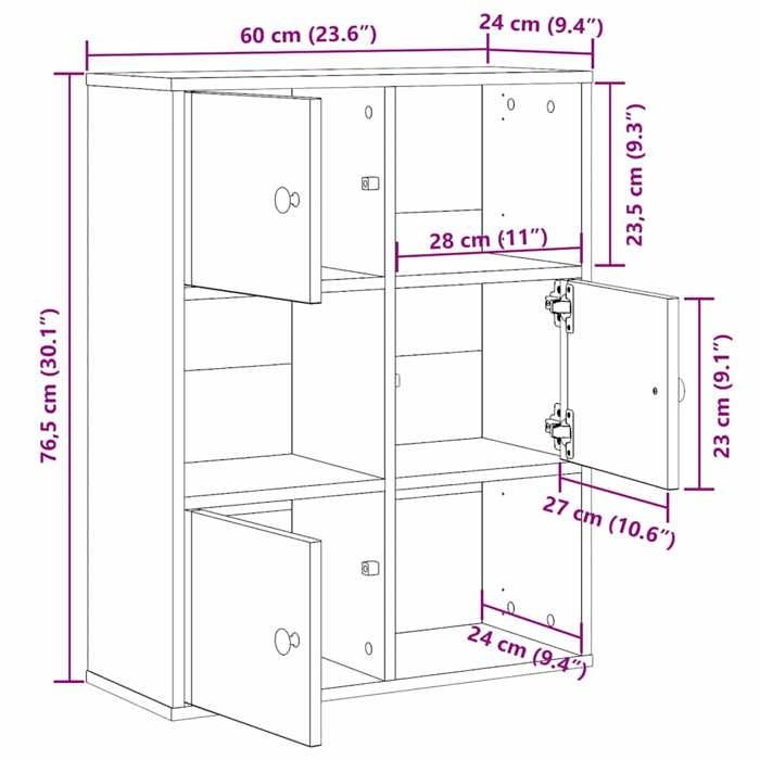 VidaXL Bibliothèque chêne marron 60x24x76,5 cm bois d'ingénierie, étagère à livres, support de rangement, support à livres, 860388