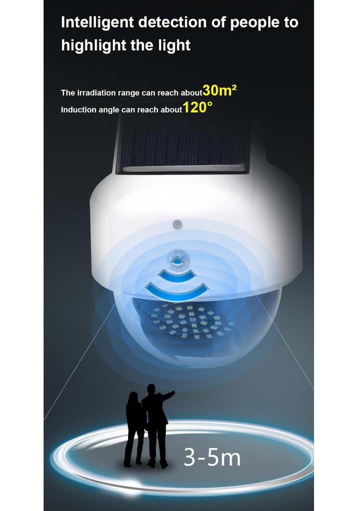 Luzes de Jardim Inteligentes Solares com Sensores de Movimento e Simulação de Câmera de Vigilância
