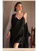 Women's Sexy Ice Silk Nightgown & Suspender Pajama Set - Pure Desire Style, Spring/Autumn 2025