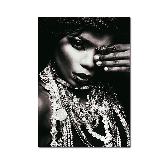 Black Gold Woman Canvas Painting African Women Poster and Prints Scandinavian Wall Art Picture for Home Decor Living Room Mural