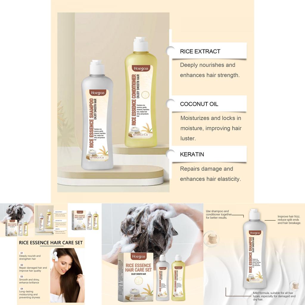 Hoegoa Keratin Repair Pflegendes Shampoo und Conditioner Set für seidiges Haar