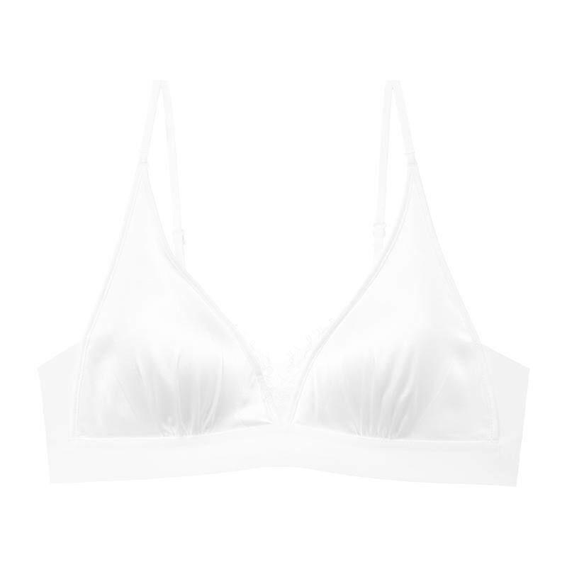 French Satin Lace Wireless Triangle Bra