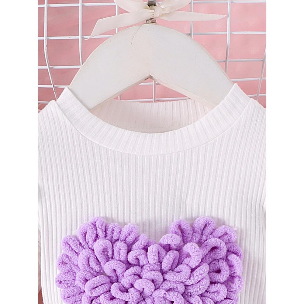 Children's Sweet Suit Spring and Autumn Girls Bubble Sleeve Love Top + Bow Skirt 2pcs Kids 6M-3Y Clothing