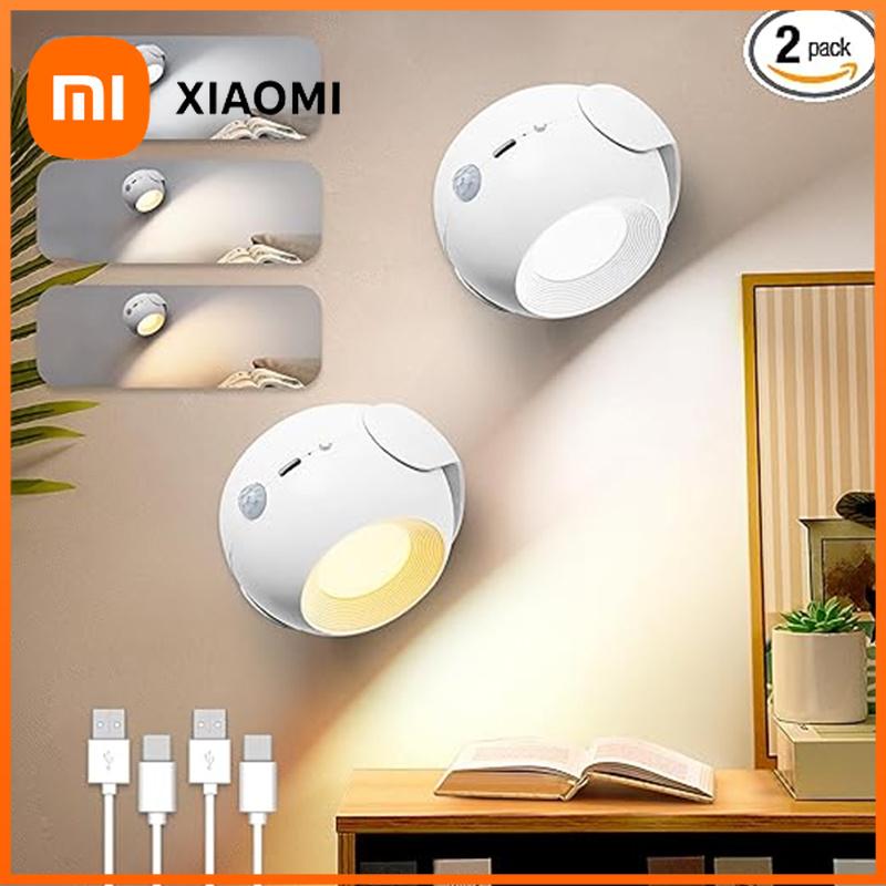 Xiaomi Led Motion Sensor Wall Lamp Touch 360 Rotatable USB Recharge Wireless Portable Night Light For Bedroom Reading Lamp