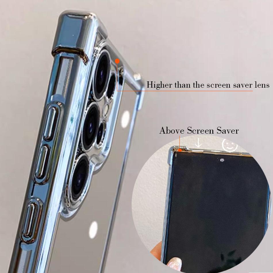 Luxury Plating Clear Shockproof Case For Samsung Galaxy S25 Edge S24 S23 S22 S21 Ultra Plus FE A55 Note 20 Silicone Soft Cover