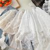 Retro Lace Edged Silk Triangle Scarf and Midi Skirt Combo for Women