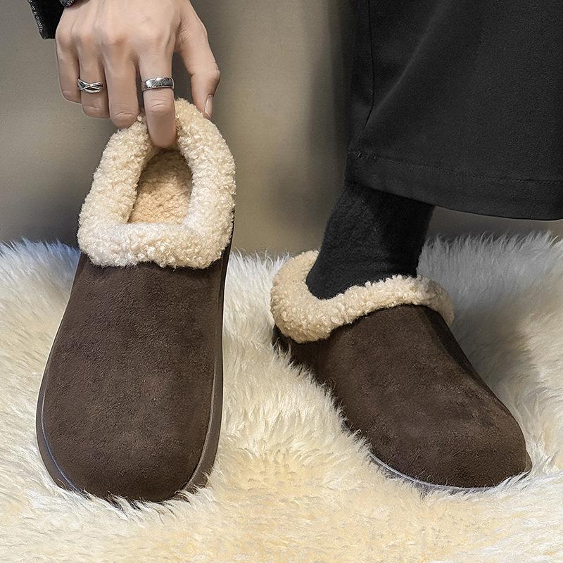 

2025 autumn and winter new lazy foot cover round head trendy velvet warm snow boots 25888 yellow, black-J 46