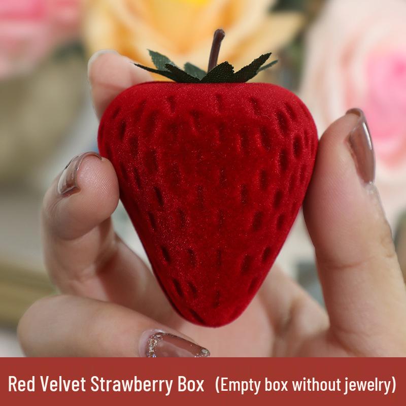 Exquisite Strawberry Ring & Earring Jewelry Box: Creative Birthday Gift for Women
