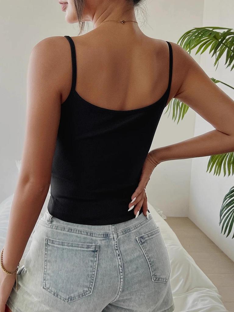 2026 European and American Summer Style Slim Fit Cropped Camisole with Hidden Buckle