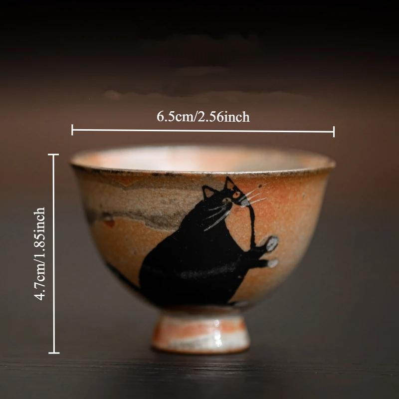 Handmade Japanese Vintage Ceramic Kiln Change Wild Cat Tea Cup Small Kung Fu Master Single Cup For Tea Ceremony Daily Use Lovers
