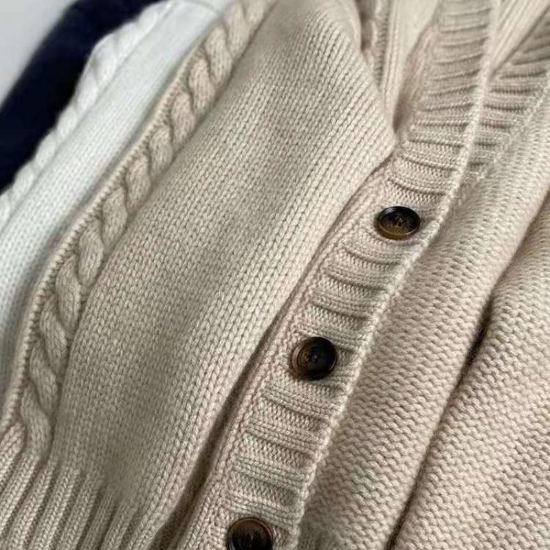 IHUASU Knitted Cardigan Women's Autumn and Winter Thickened Short Loose Bottoming Jumper Jacket