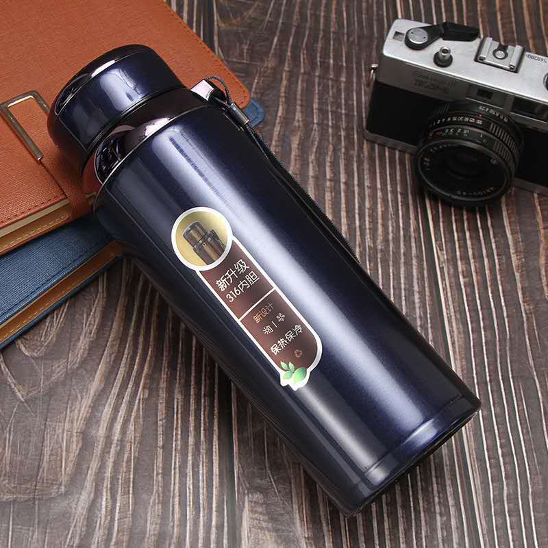 Large Capacity Multi-function Thermos Cup 1000ml Vacuum Flasks Portable Stainless Steel Thermos Cup Water Bottle Travel Tea Mug Office Thermos Cup