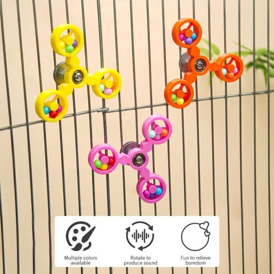 Haustier Kauspielzeug Starke Saugnapfbefestigung Vogelkäfige Buntes Ball Design 360-Grad-Drehung Stressabbau Interaktives Papageienspielzeug