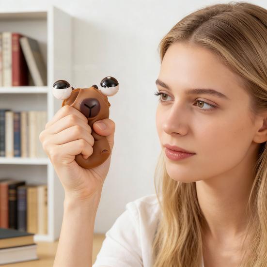 Popping Eye Capybara Squeeze Toy Anxiety Stress Relief Sitting Capybara Pinch Sensory Toy Soft Stress Ball Animal Fidget
