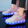 Runaway Shoes Boys and Girls Double Wheel Four Wheel Pulley Skating Adult High Value Deformation Shoelace Light Can Go