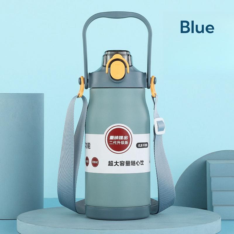 

Бутылка-термос 1000 мл из нержавеющей стали, портативная термокружка с соломинкой, большая емкость, бутылка-термос с тамблером, спортивная чашка, новая 1000ml синий