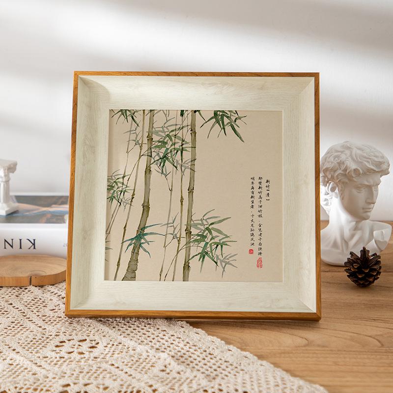 Vintage Square Chinese Style Photo & Calligraphy Frame: Creative Retro Tabletop or Wall Decoration