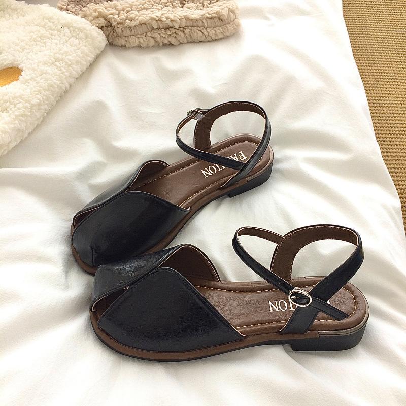 

Сандалии на плоской подошве с сумкой на голове женские 2025 новая летняя модель с юбкой в сказочном стиле повседневная пляжная обувь 40 чёрный