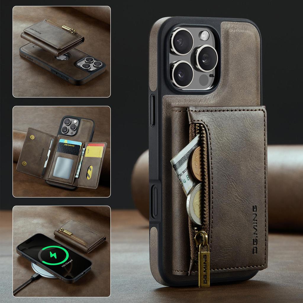Odpinany na zamek magnetyczny skórzany portfel etui z podstawką na telefon dla iPhone 17 Air 16 15 Plus 13 12 Pro Max Samsung S25 S24 S23 Ultra Google Pokrowiec z przegródką na karty