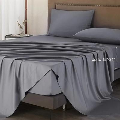 Sábana de satén de rayón (4/3 piezas), sábana ajustable, sábana plana con funda de almohada, 100 % algodón egipcio de 400 hilos.