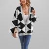 Women S V Neck Lantern Sleeve Loose Knit Cardigan Sweater Autumn Winter