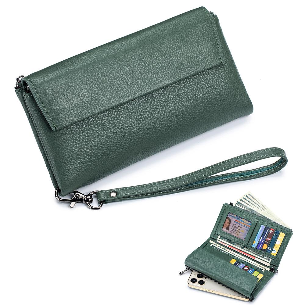 New hand-held soft leather long wallet, fashionable and versatile, large-capacity multi-card card bag, can put mobile phone wallet