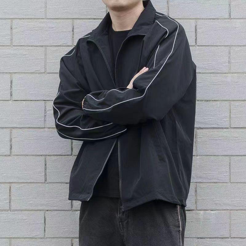 2023 Men's Spring/Autumn Korean Style Velvet Stand Collar Windproof Cardigan Jacket