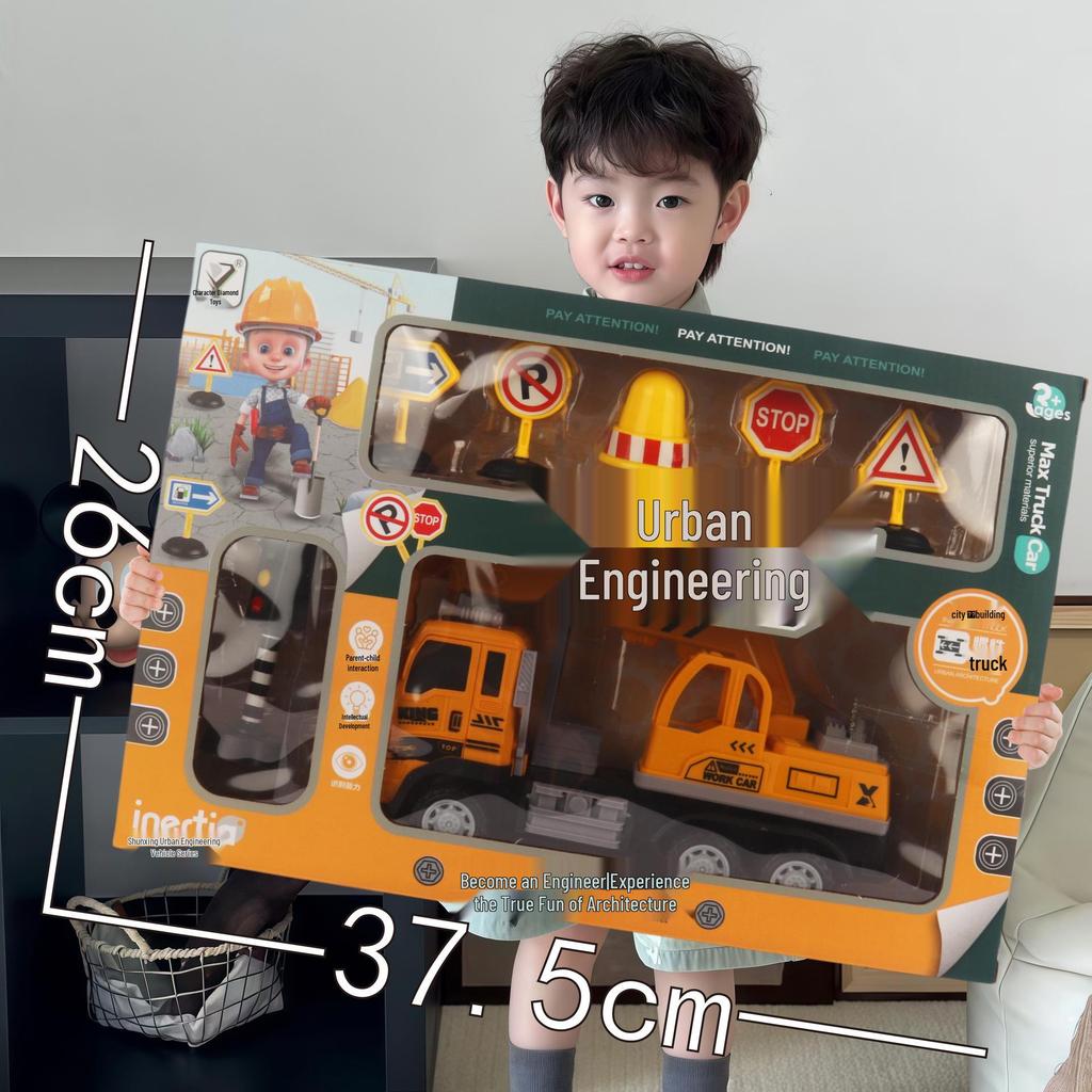 Free Shipping Pull-Back Construction & Firefighting Vehicle Toy Set for Boys - Ideal Gifts for Kindergarten Students
