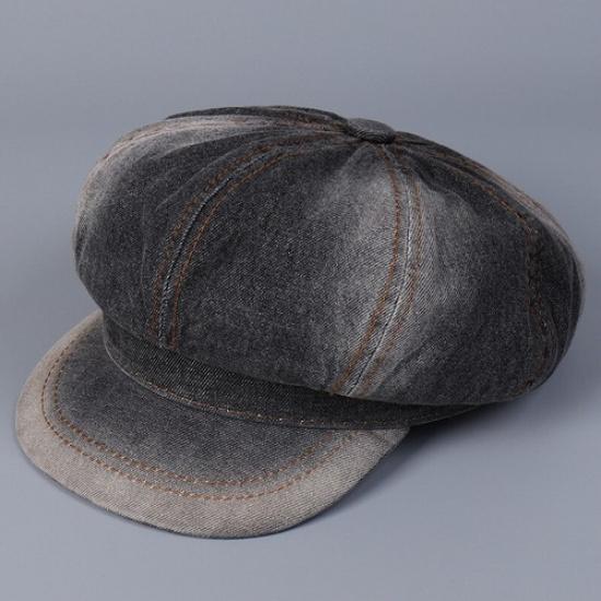 Lady Denim Newsboy Hat Casual Retro Style Adjustable Paperboy Painter Beret Cap