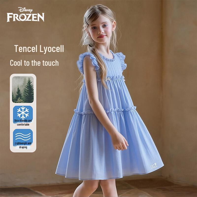 Disney Girls  Elsa Princess Flutter Sleeve Summer Dress 140