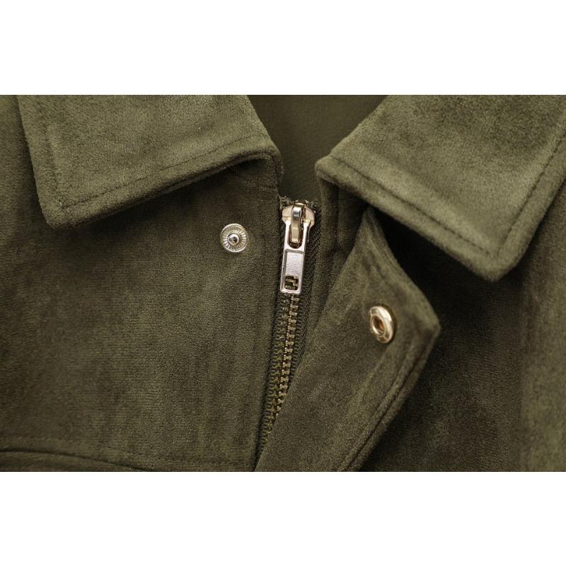 DAFIFY Women's Fashion Casual Solid Color Print Autumn Winter Long Sleeve POLO Neck Jackets & Coats