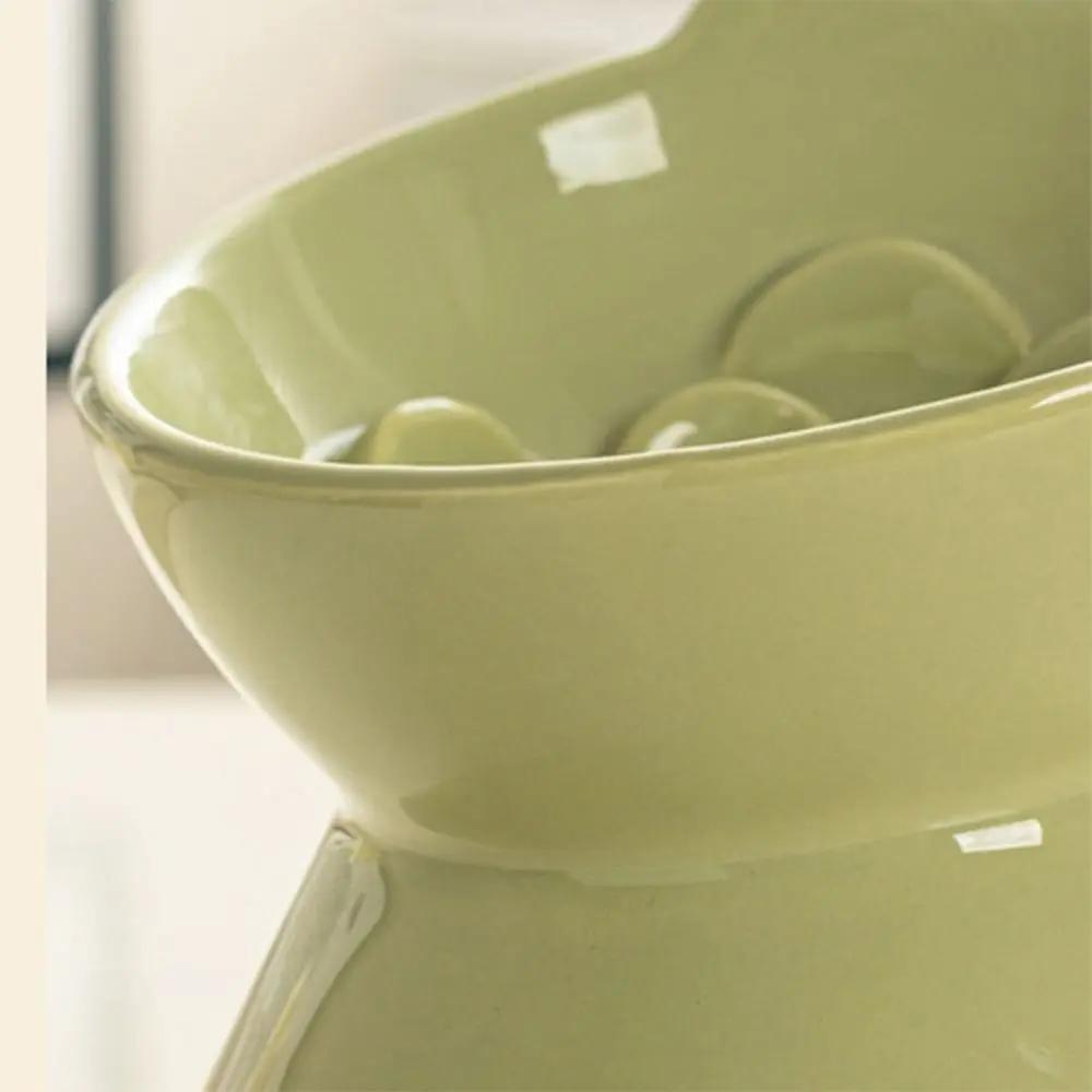 Ceramic Cat Slow Food Bowl Cute Slanted Mouth Dog Feeding Basin Creative Large Capacity Pet High Foot Bowl Kitten Puppy