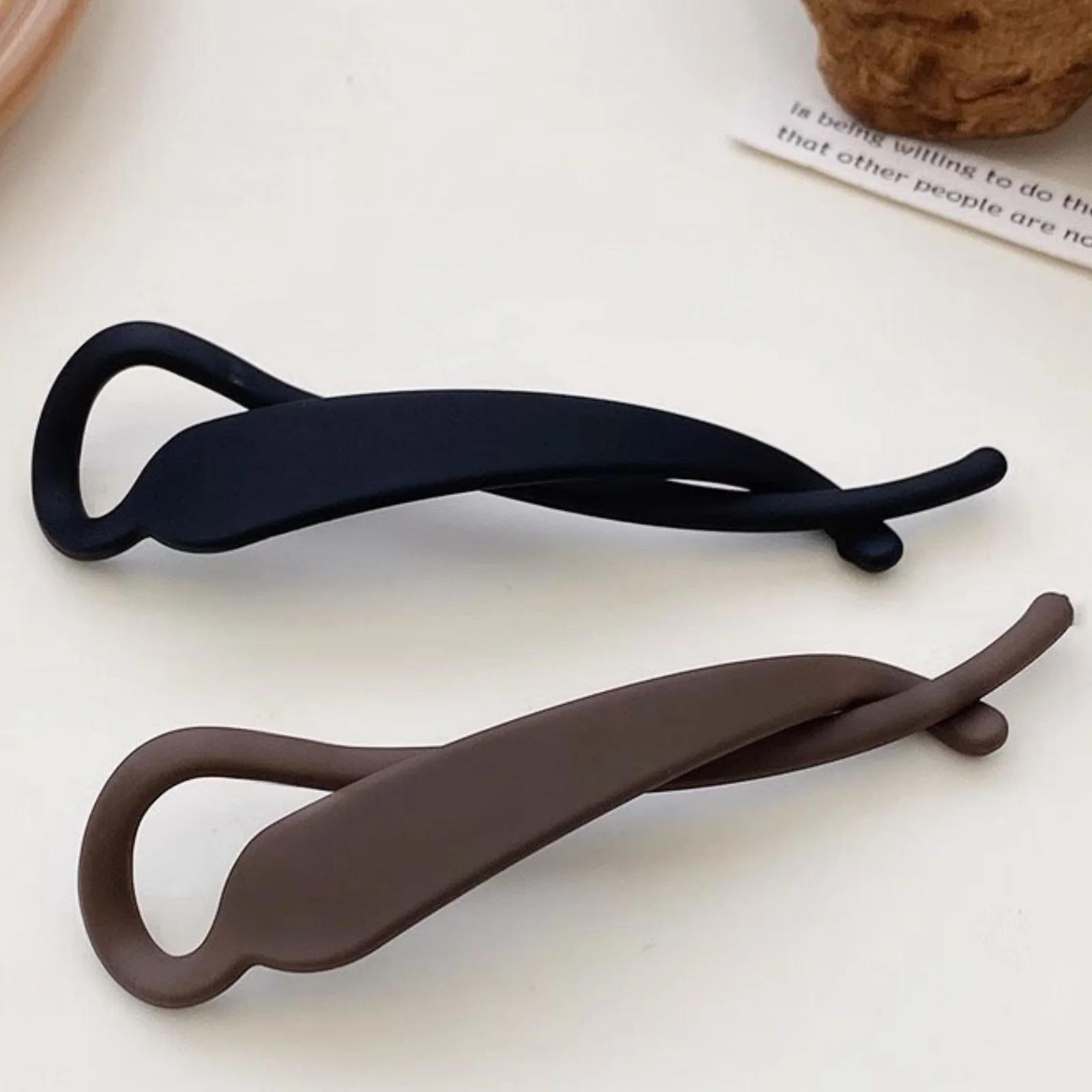 

2PCS Matte Hair Clamps Black Brown Banana Shaped Clips Ponytail Hair Clip Elegant Temperament Hair Accessories for Women to Wear