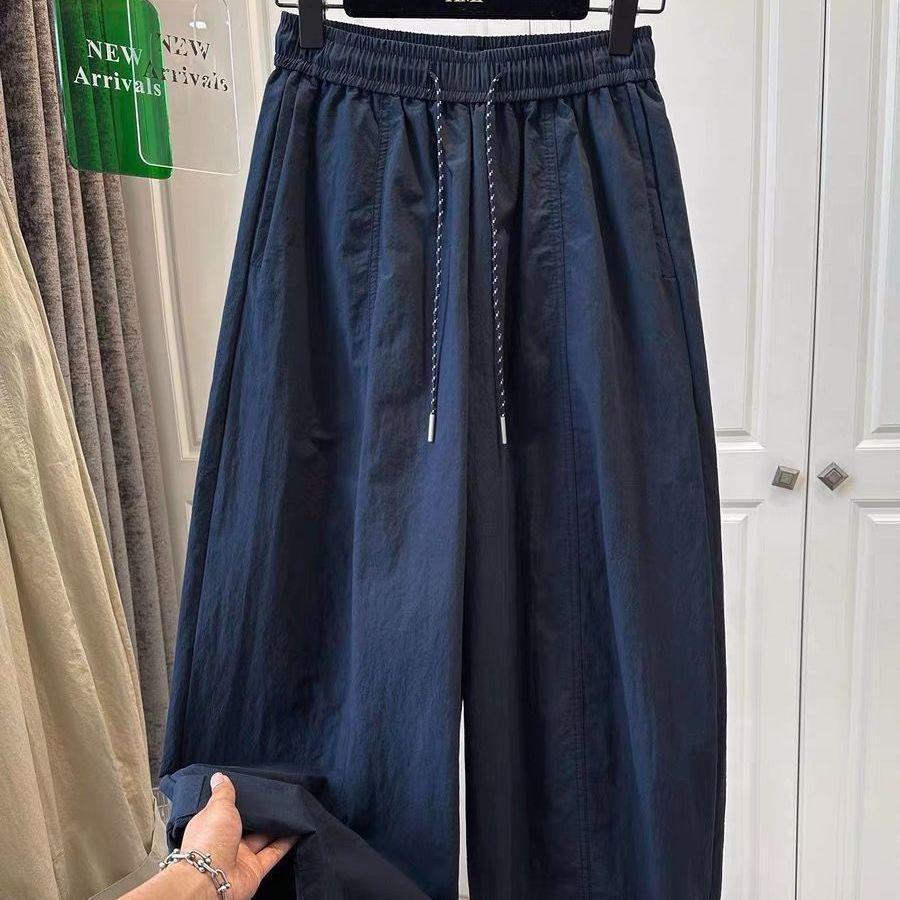 

Women s Elastic Waist Drawstring Balloon Pants - Spring/Autumn Loose Slimming Scissor Leg Style M for 80-110 lbs