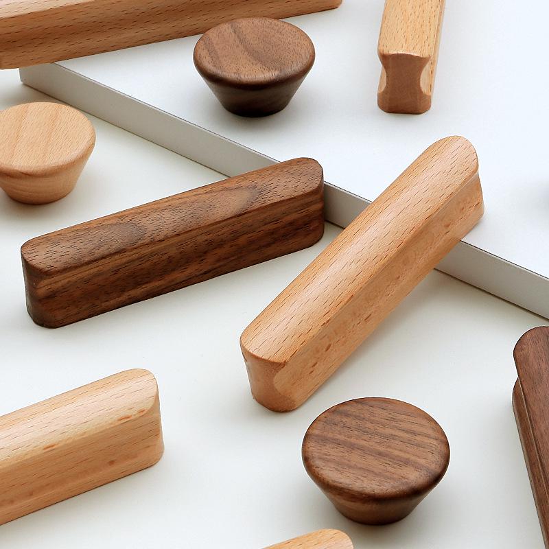 Mâner modern minimalist din lemn masiv pentru ușă și sertar