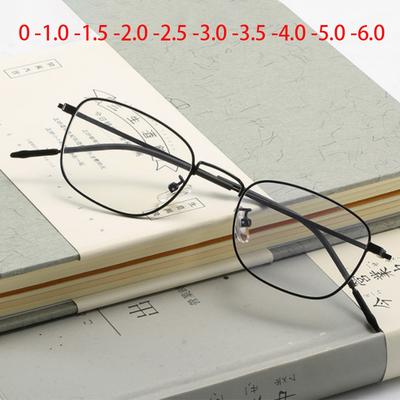 Damen Herren Kurzsichtigkeitsbrille mit Stärke Metall Schüler Kurzsichtigkeit Rezeptbrille Dioptrie 0 -0.5 -0.75 Bis -6