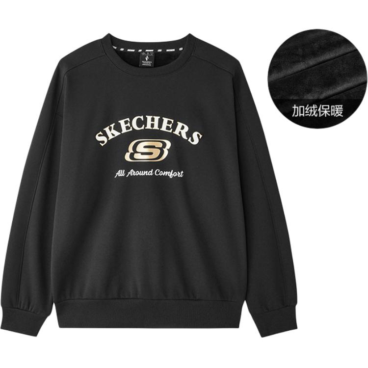 Skechers Chinese New Year Comfortable Fashion Crew Neck Fleece Lined Pullover Sweatshirt Unisex Carbon Black L125U046-0018