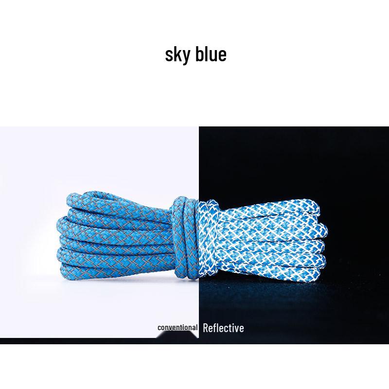 Round Reflective Starry Sky Luminous Shoelaces (Black, One Pair)