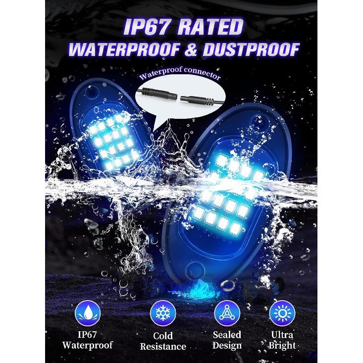8 Pods RGB LED Rock Lights with APP/RF Remote Control High Brights Waterproof Underglow Multicolor Zone Neon Exterior Rock Lights for 12V Trucks Jeep