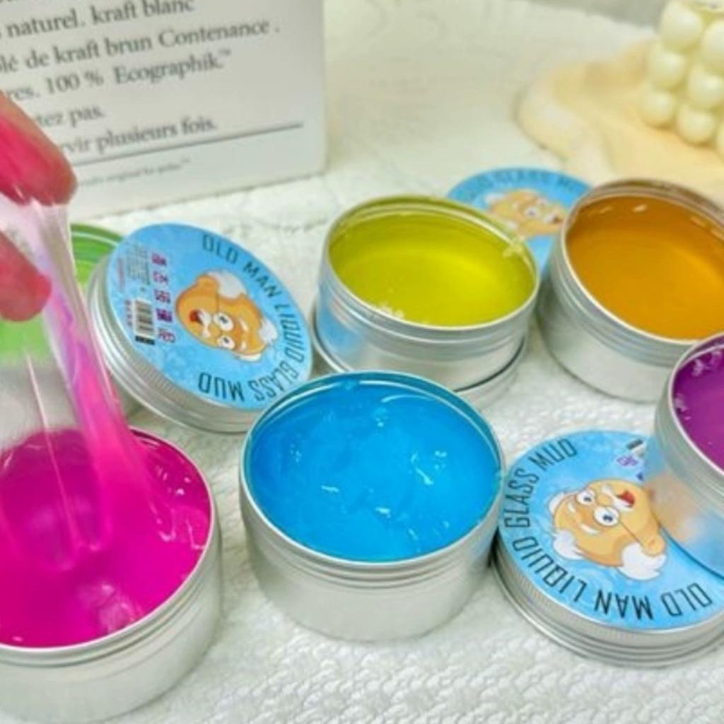 12PCS Home Foam Adhesive, High Transparency Good Stretch Non Stick Children's Fun Non-toxic Liquid Crystal Mud Decorative Toys