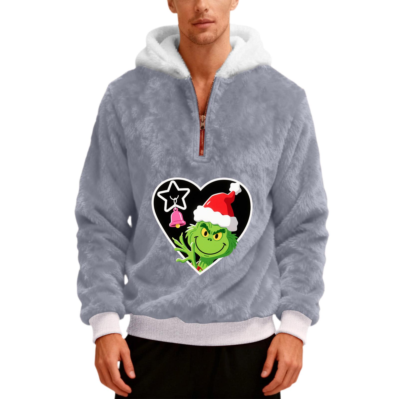 

Men s Plush Half Zipper Hooded Hood Hoodie M